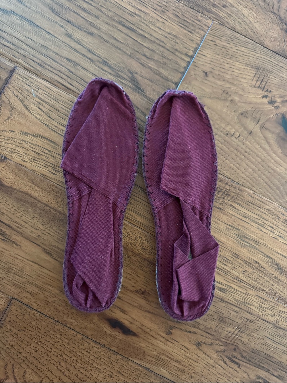 Authentic French Made Burgundy Canvas Espadrilles - Size 43